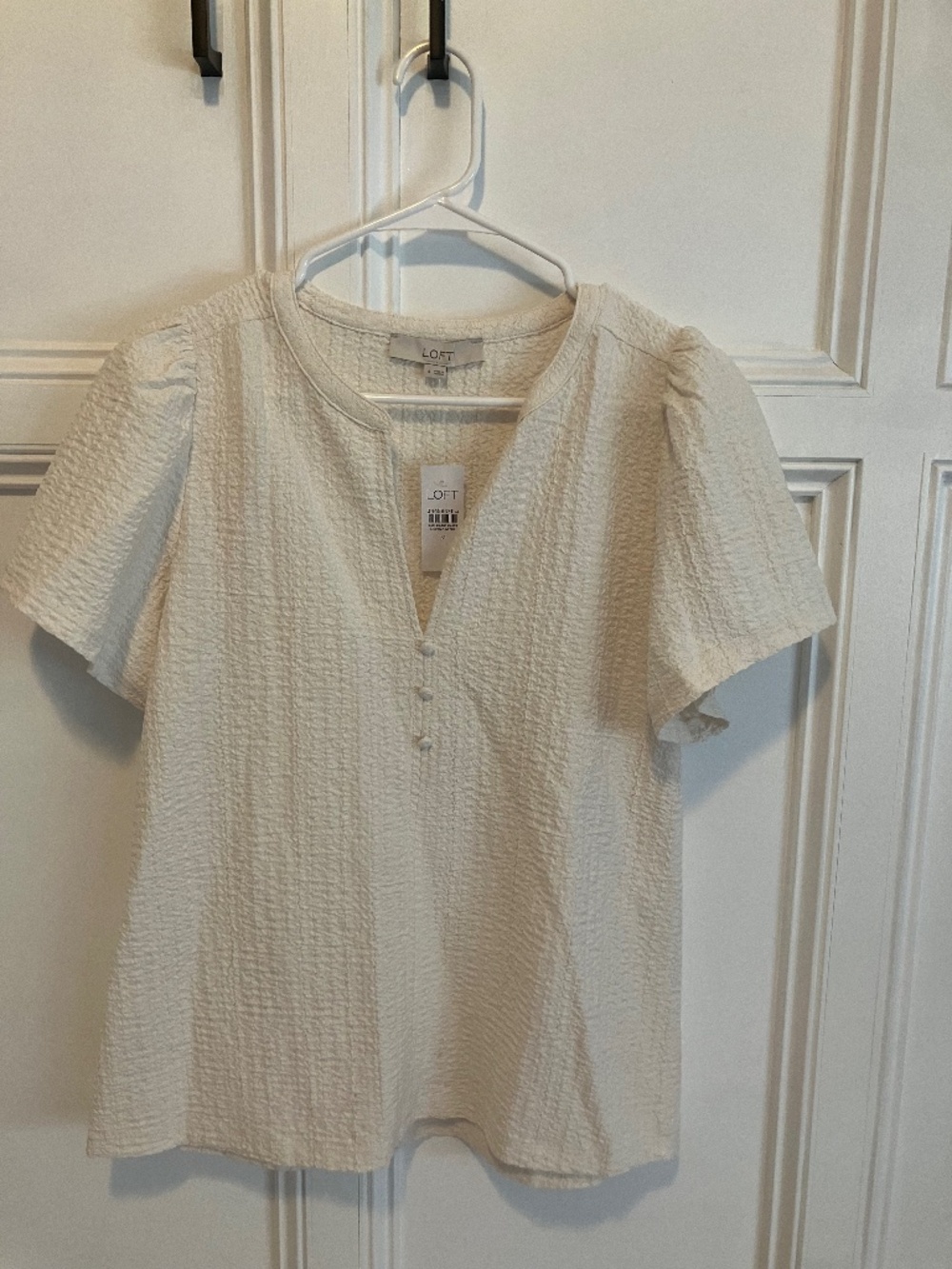 Loft- Women Top: Beige. Business, Casual, Blouse